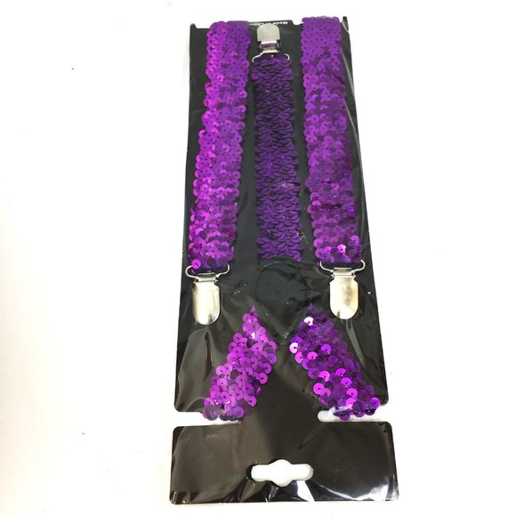 SUSPENDERS Purple Sequin Y Stretch NWT NOS - Picture 7 of 9